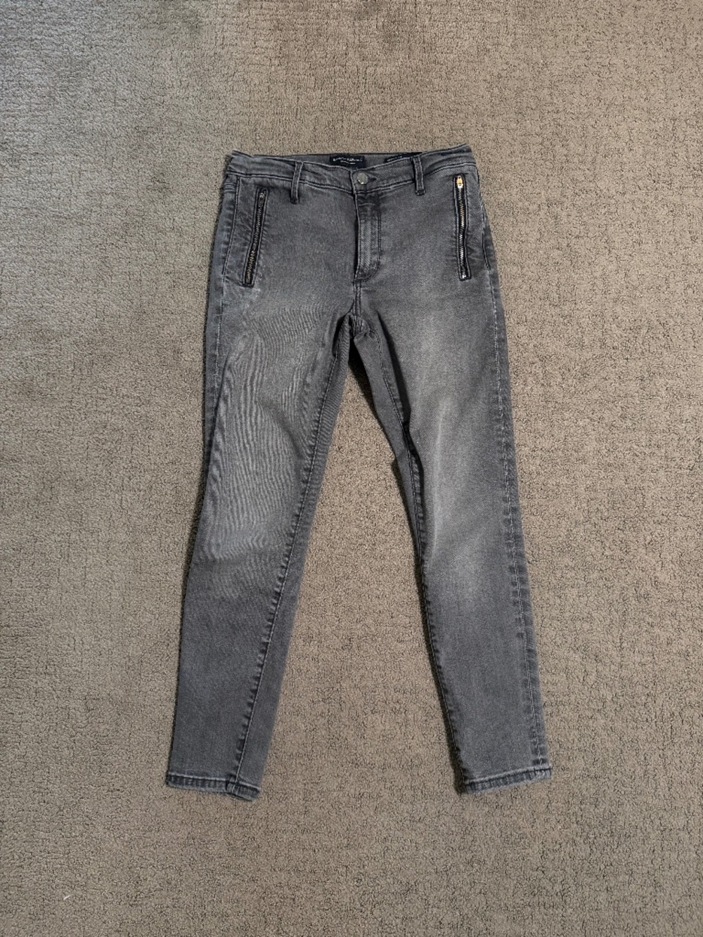 Banana Republic Premium Denim Mid-Rise Skinny Jeans 27 Gray Exposed Zip Pockets